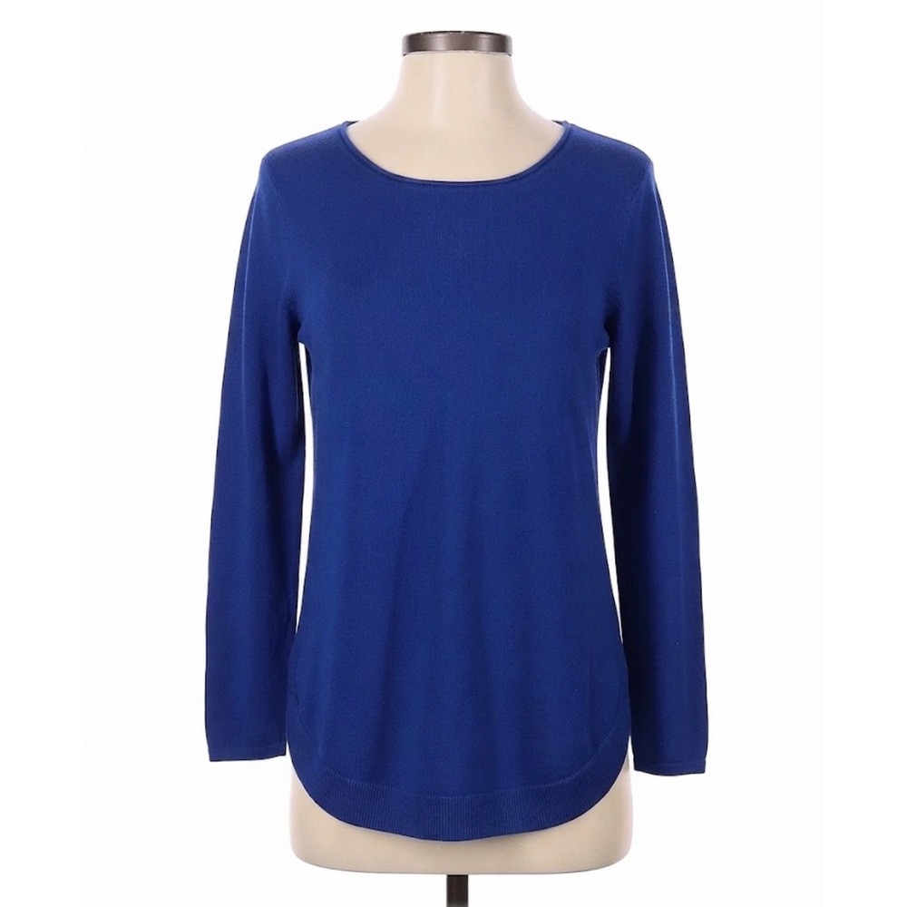 Max Studio Royal Blue 100% Extrafine Merino Wool High-Low Sweater XL